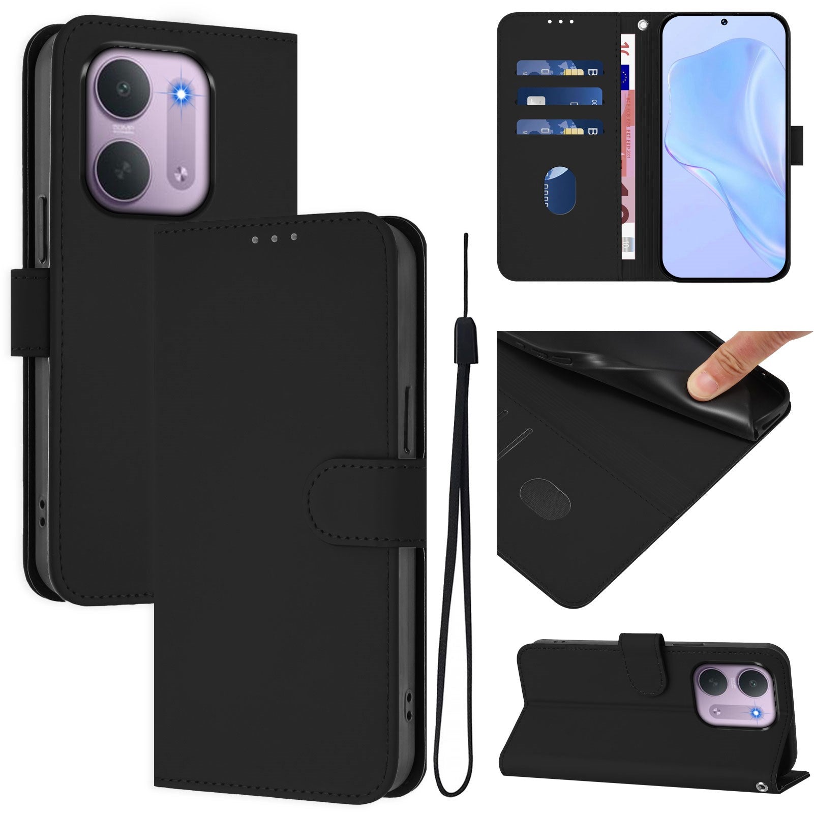Xiaomi Redmi 17C (5G) EIDERWOOD Kunstlæder Flip Cover m. Strop - Sort
