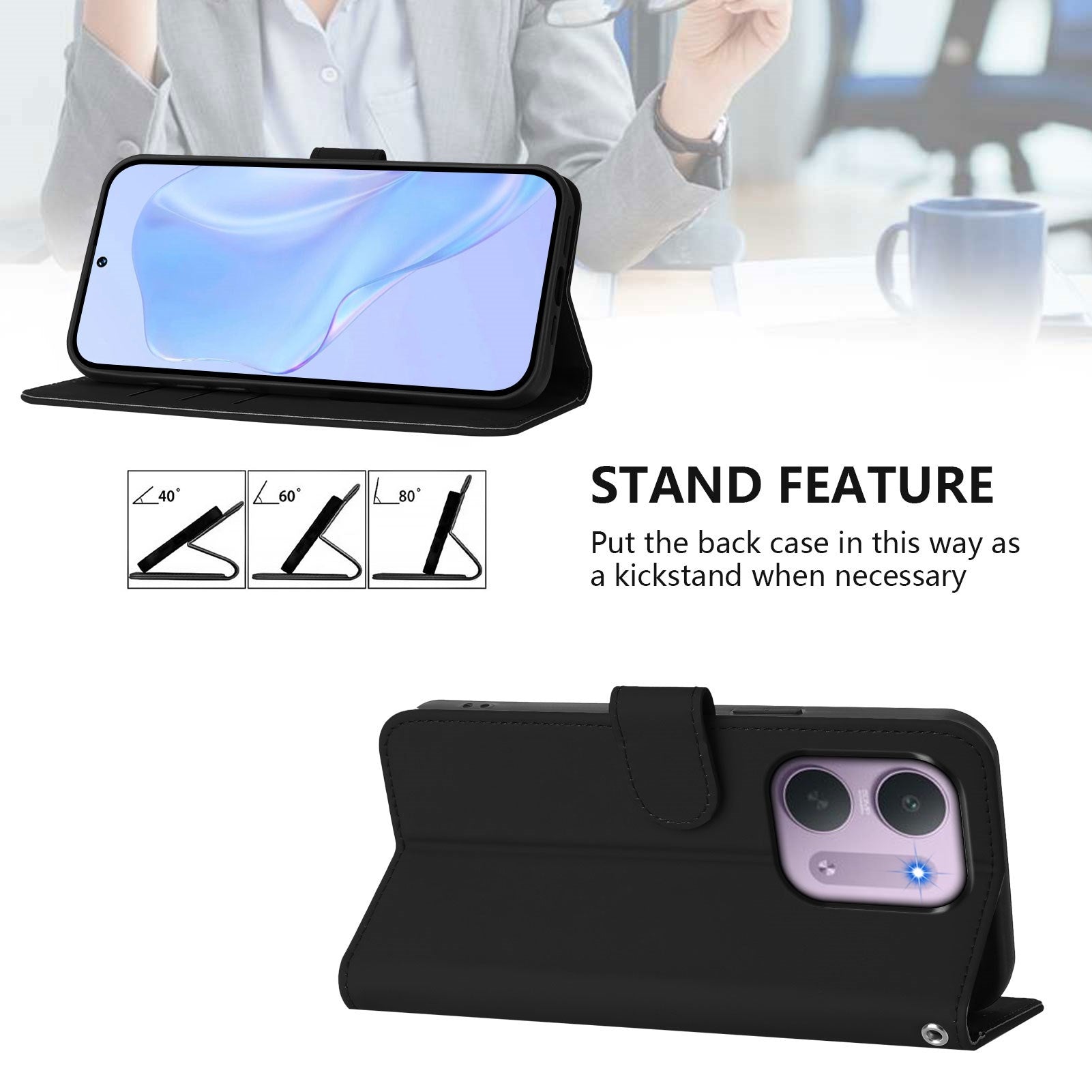 Xiaomi Redmi 17C (5G) EIDERWOOD Kunstlæder Flip Cover m. Strop - Sort