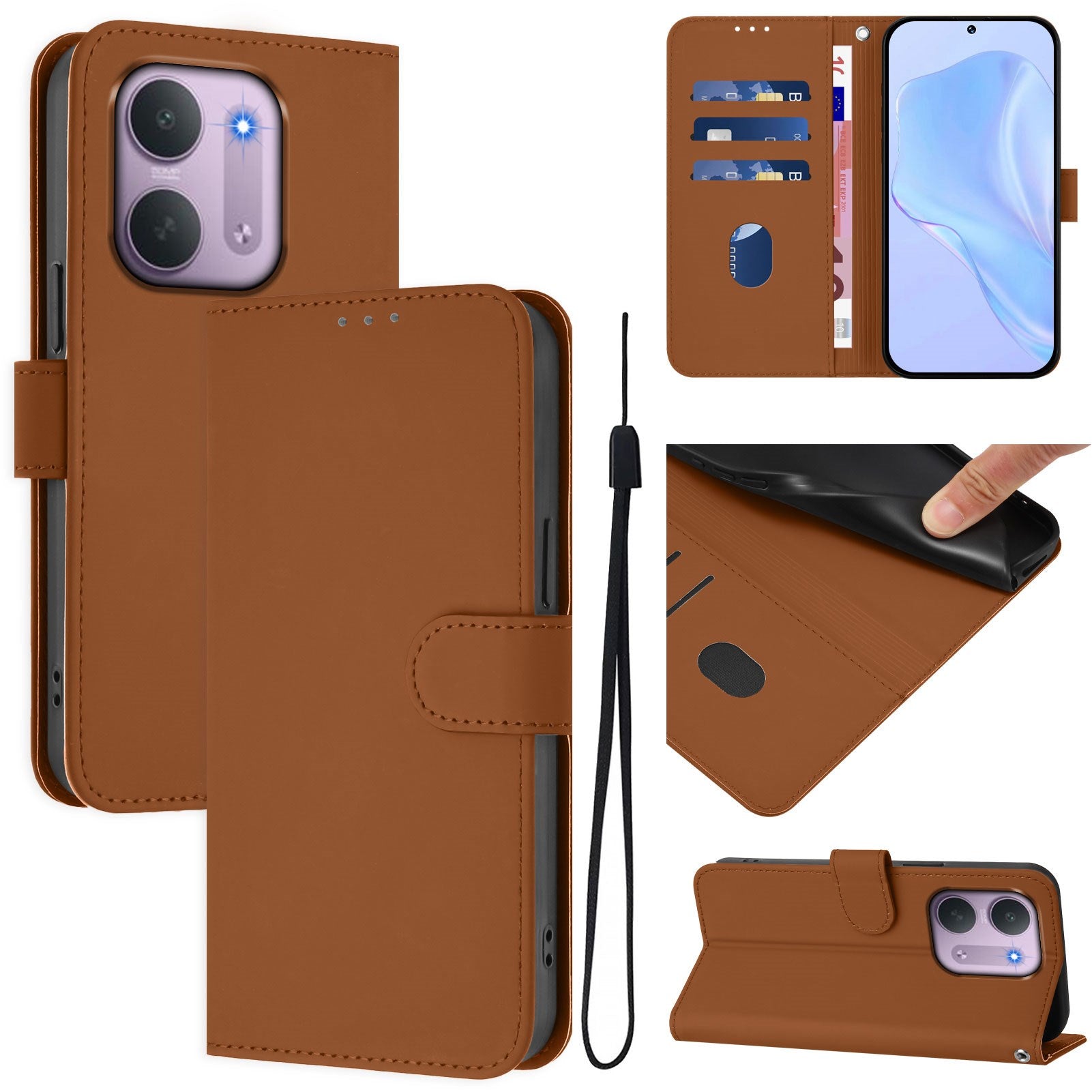 Xiaomi Redmi 17C (5G) EIDERWOOD Kunstlæder Flip Cover m. Strop - Brun