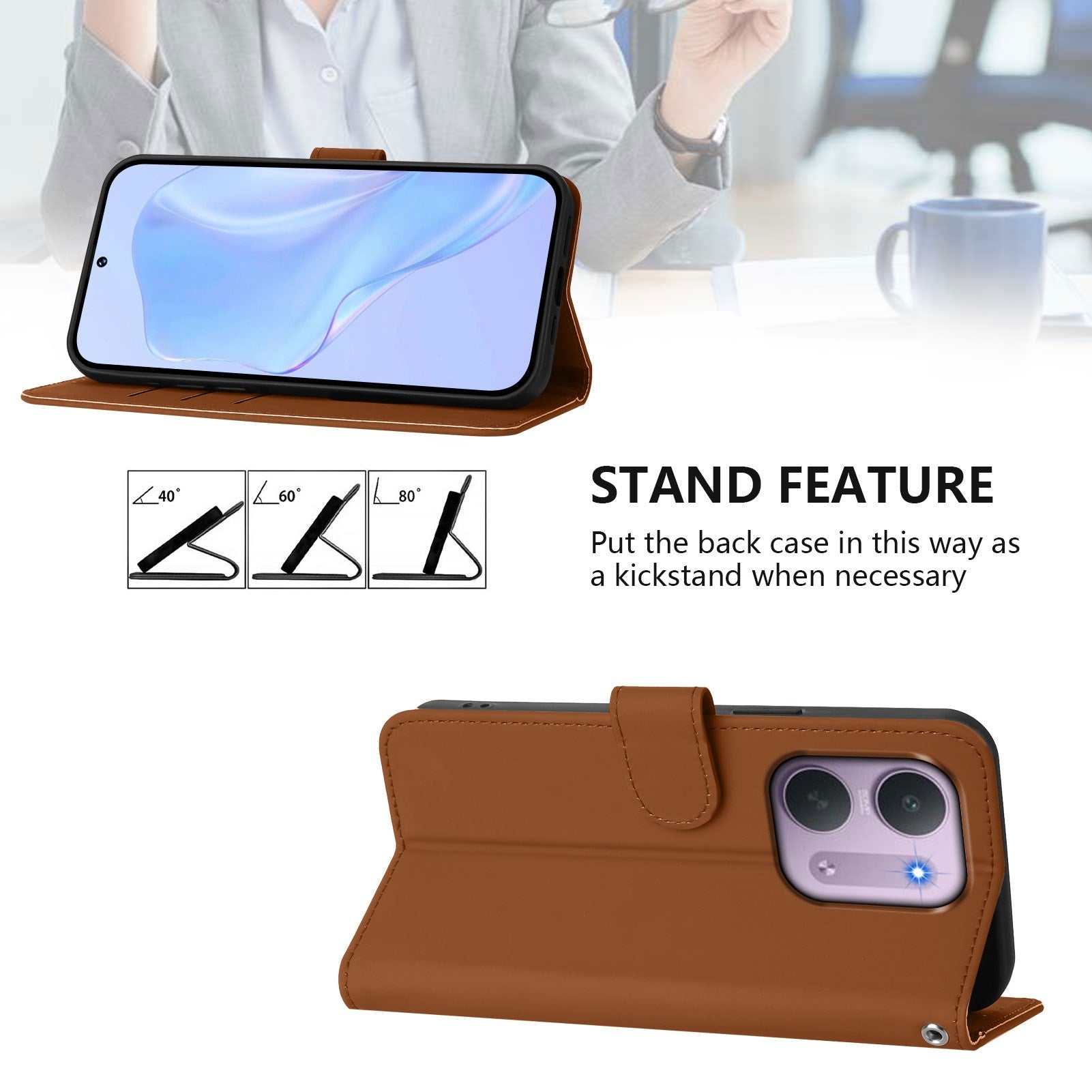 Xiaomi Redmi 17C (5G) EIDERWOOD Kunstlæder Flip Cover m. Strop - Brun