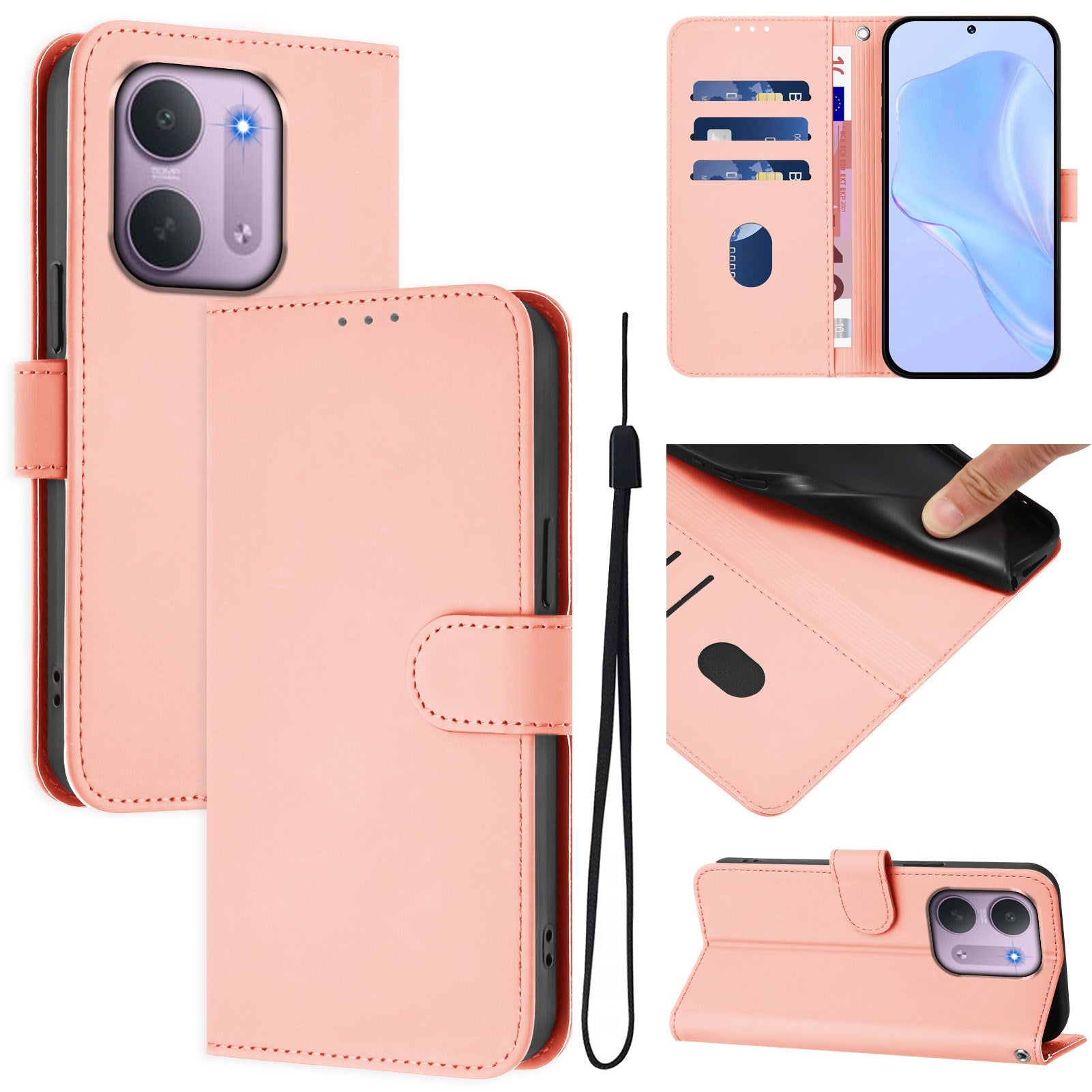 Xiaomi Redmi 17C (5G) EIDERWOOD Kunstlæder Flip Cover m. Strop - Lyserød