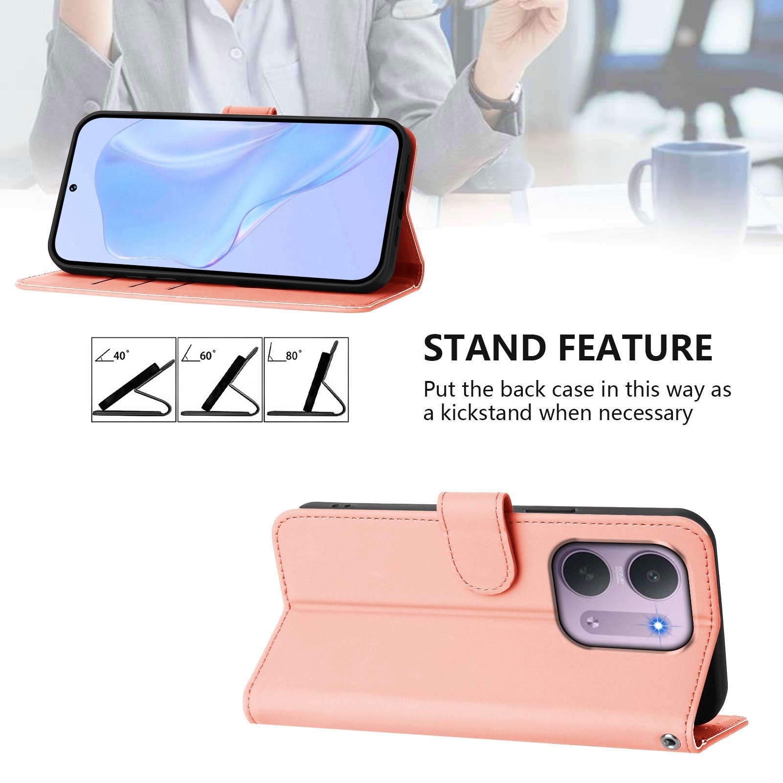 Xiaomi Redmi 17C (5G) EIDERWOOD Kunstlæder Flip Cover m. Strop - Lyserød