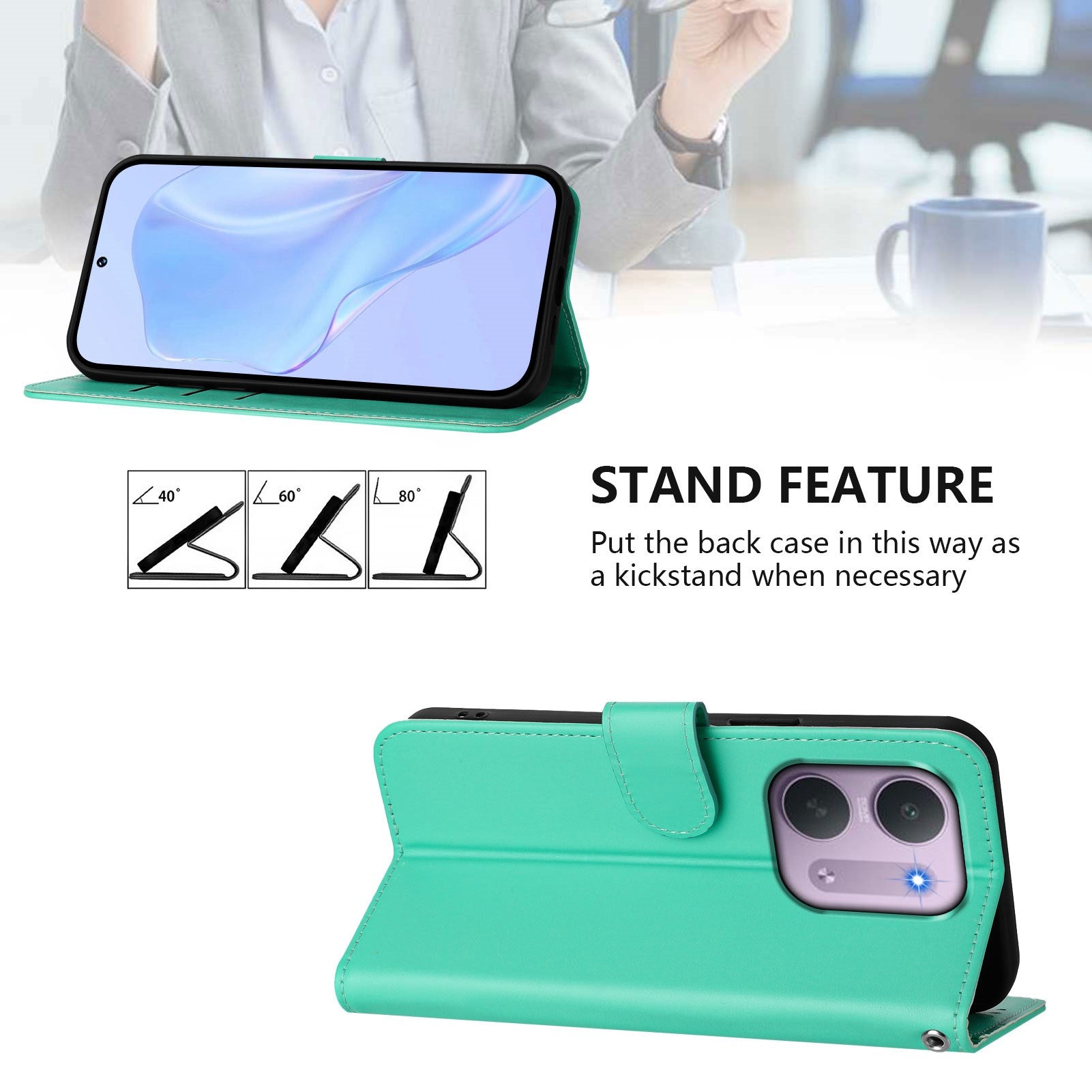 Xiaomi Redmi 17C (5G) EIDERWOOD Kunstlæder Flip Cover m. Strop - Turkis