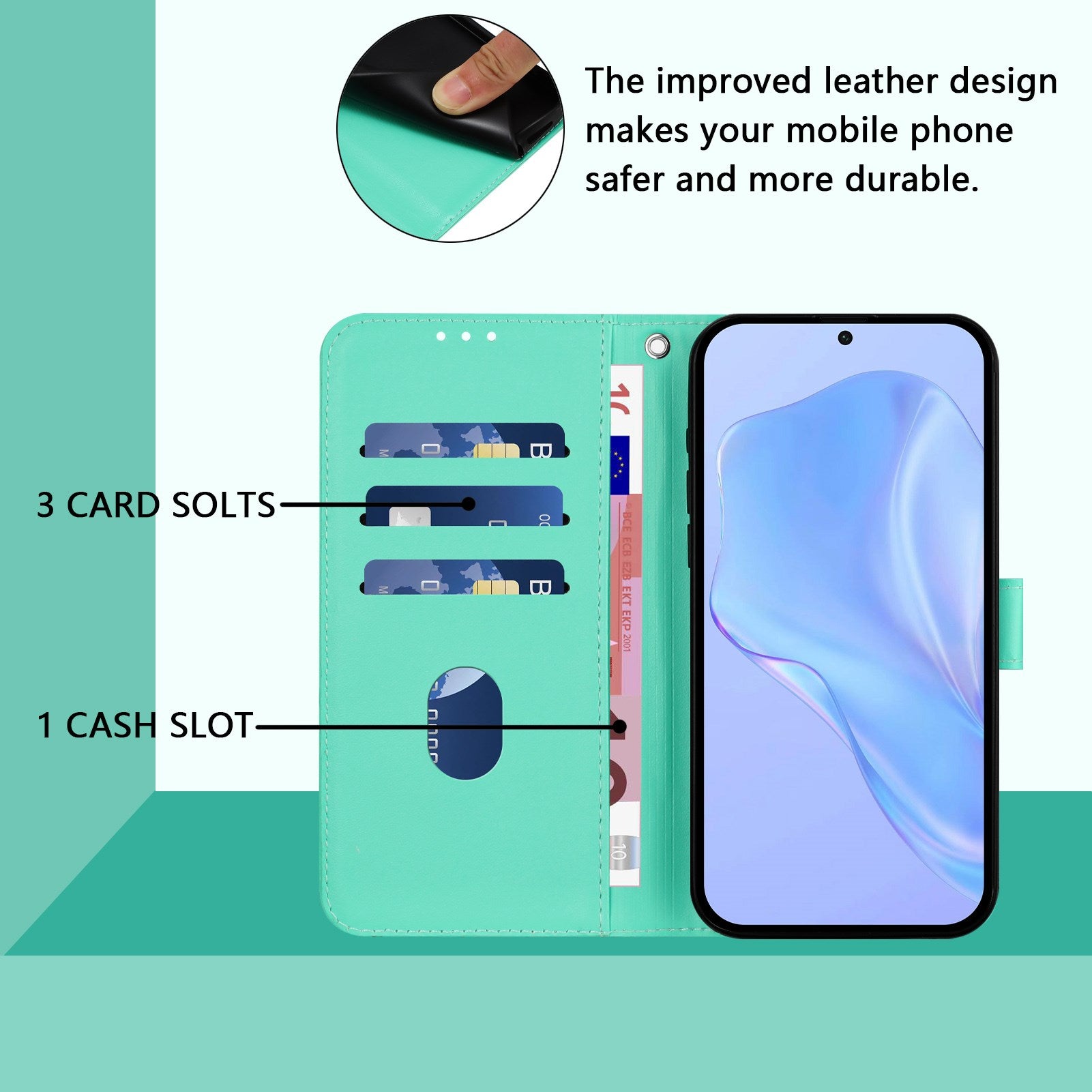 Xiaomi Redmi 17C (5G) EIDERWOOD Kunstlæder Flip Cover m. Strop - Turkis