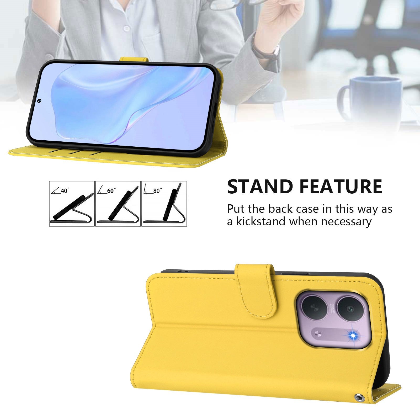 Xiaomi Redmi 17C (5G) EIDERWOOD Kunstlæder Flip Cover m. Strop - Gul