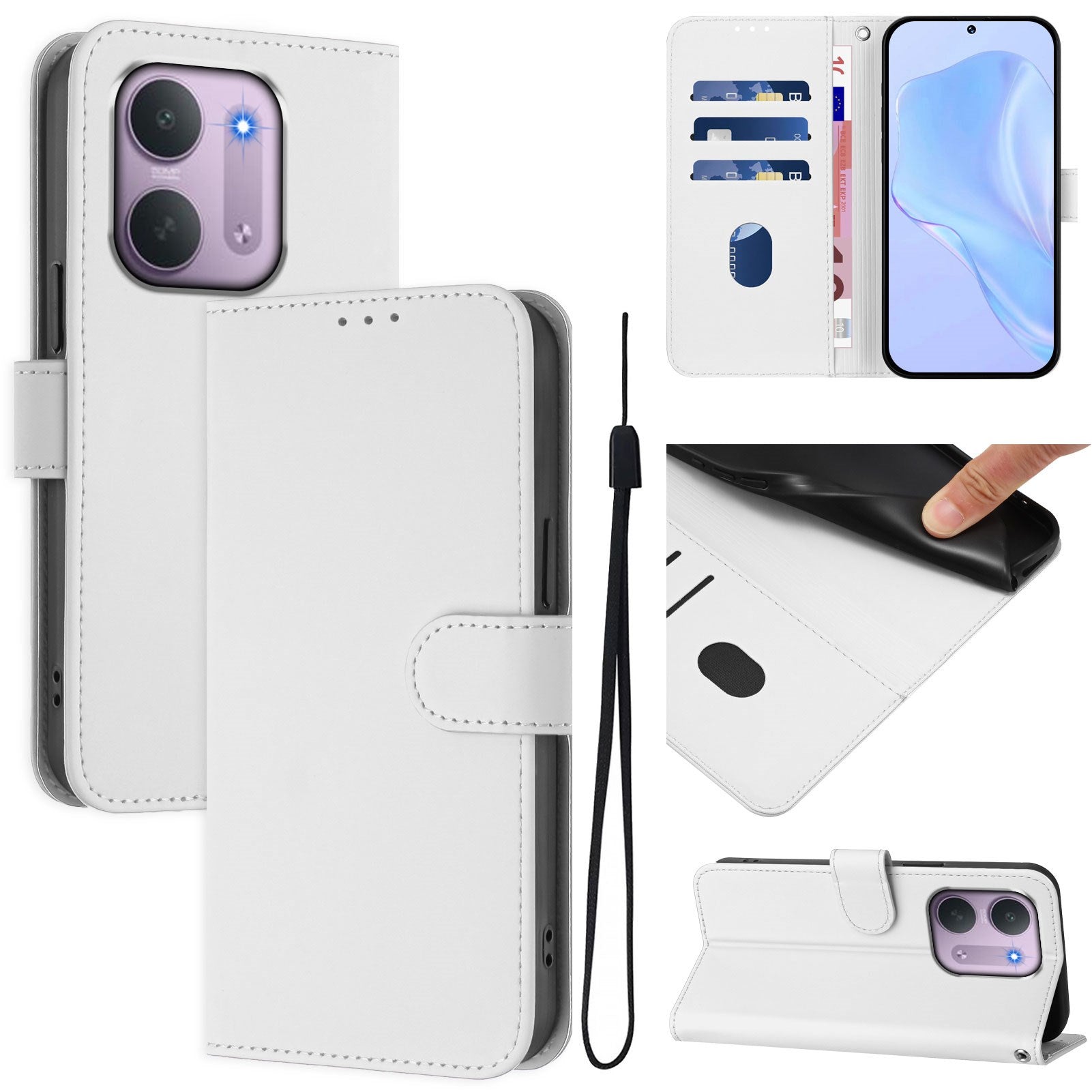 Xiaomi Redmi 17C (5G) EIDERWOOD Kunstlæder Flip Cover m. Strop - Hvid