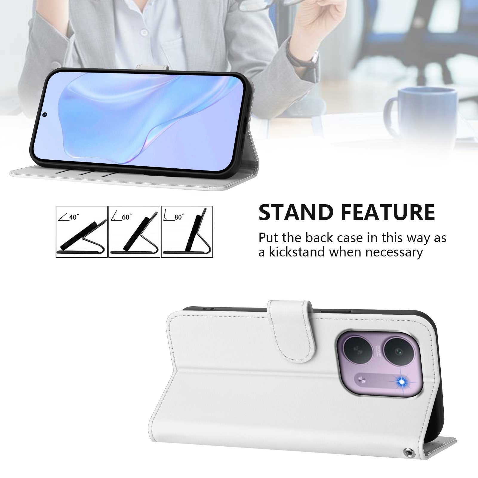 Xiaomi Redmi 17C (5G) EIDERWOOD Kunstlæder Flip Cover m. Strop - Hvid