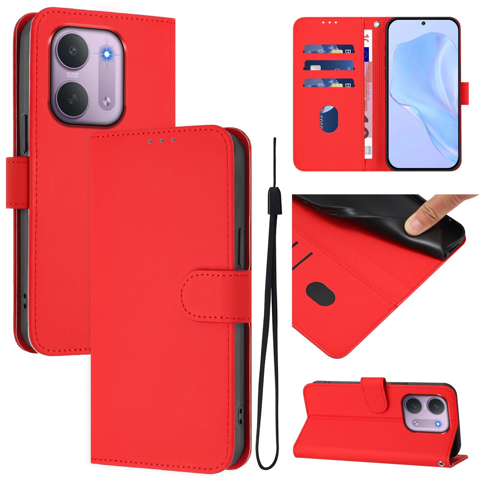 Xiaomi Redmi 17C (5G) EIDERWOOD Kunstlæder Flip Cover m. Strop - Rød