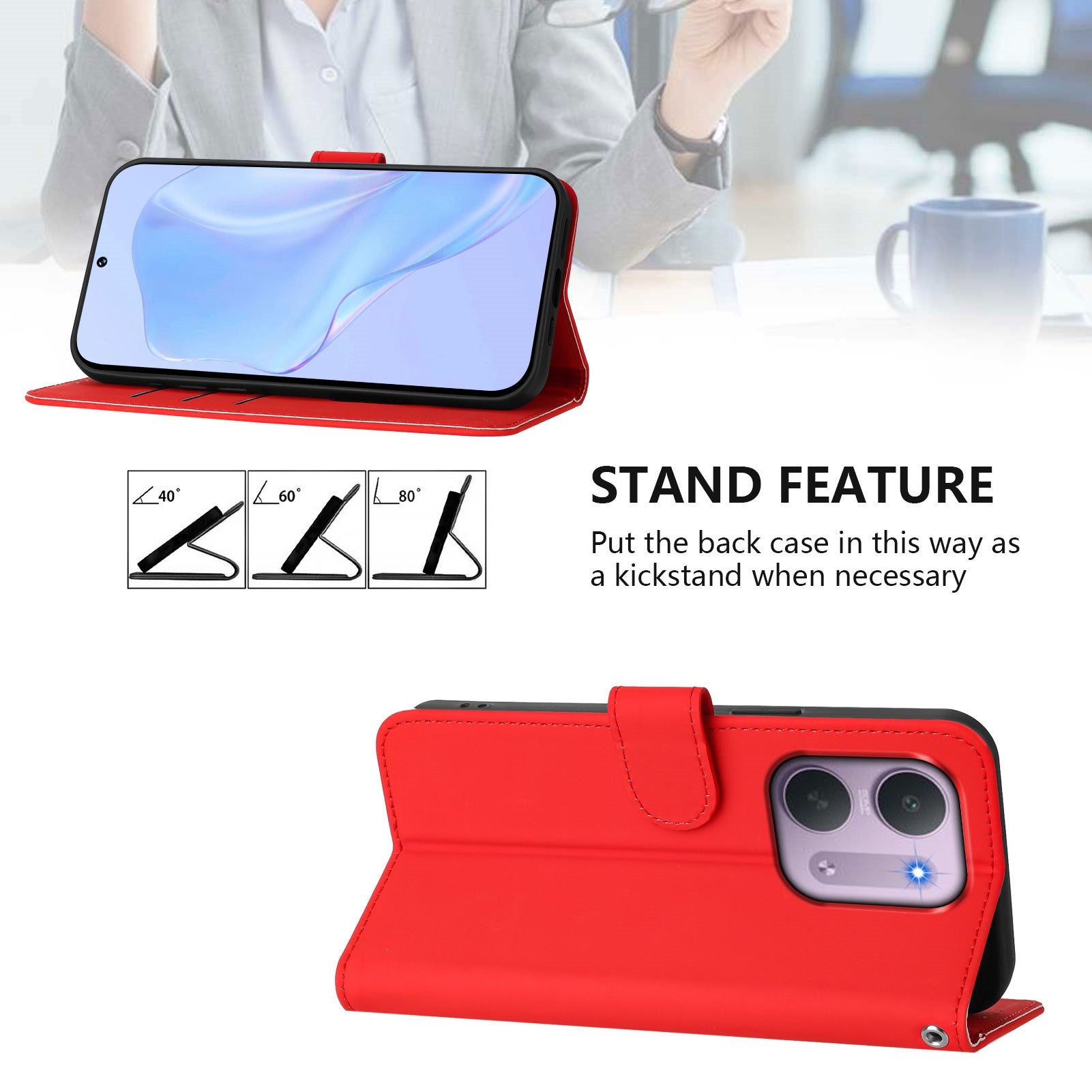 Xiaomi Redmi 17C (5G) EIDERWOOD Kunstlæder Flip Cover m. Strop - Rød