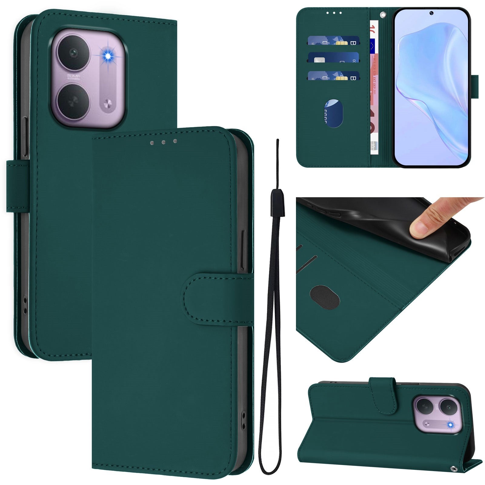 Xiaomi Redmi 17C (5G) EIDERWOOD Kunstlæder Flip Cover m. Strop - Grøn