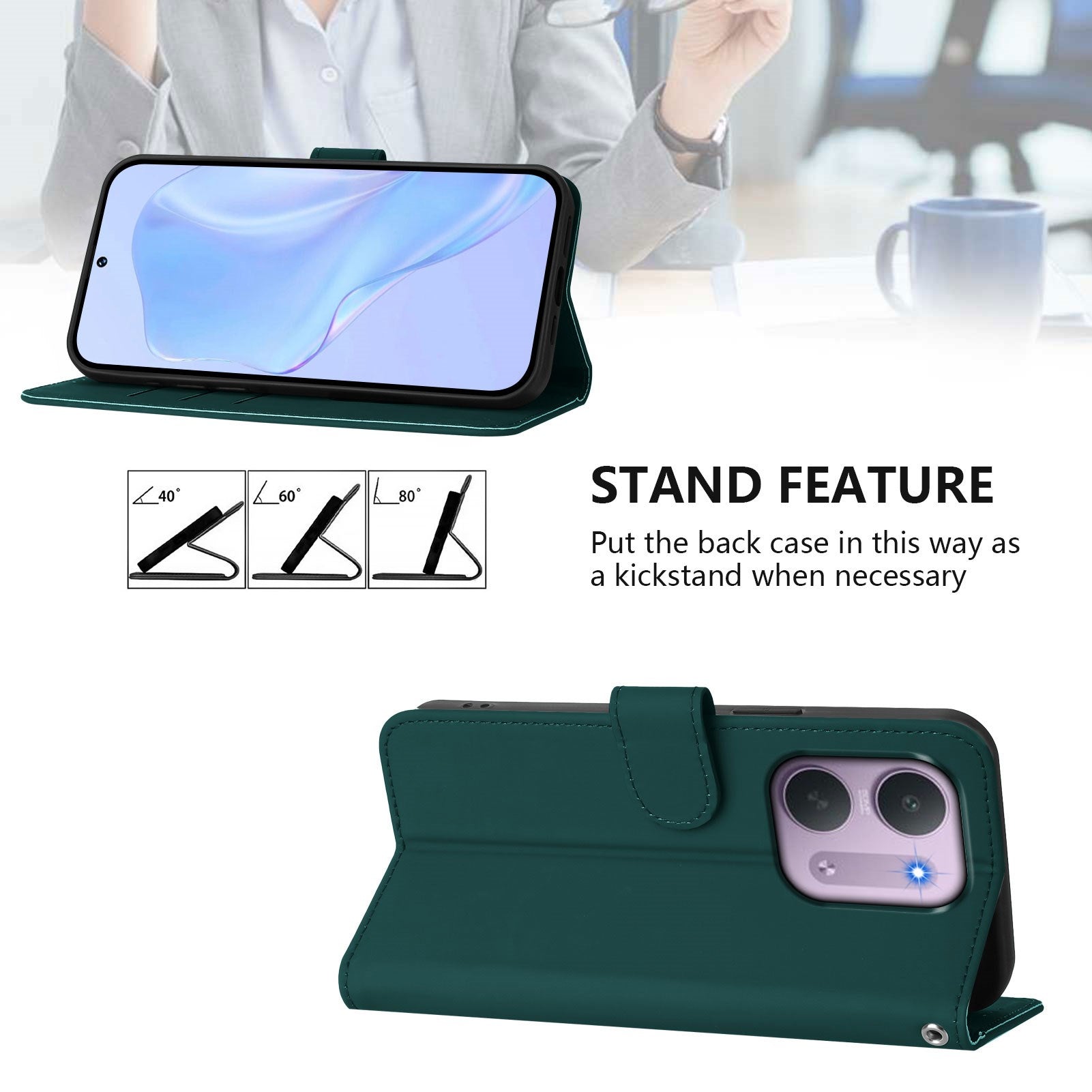 Xiaomi Redmi 17C (5G) EIDERWOOD Kunstlæder Flip Cover m. Strop - Grøn