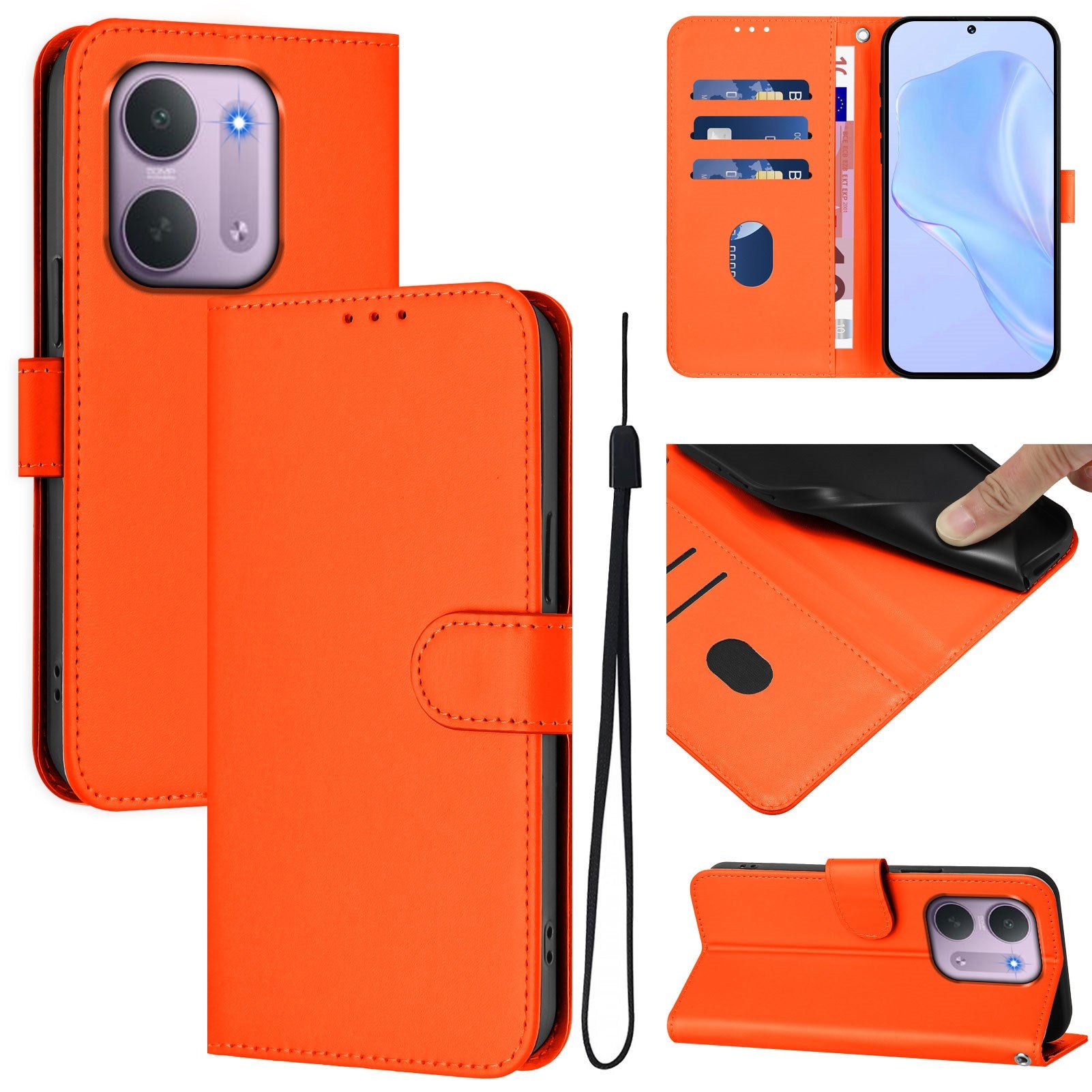 Xiaomi Redmi 17C (5G) EIDERWOOD Kunstlæder Flip Cover m. Strop - Orange