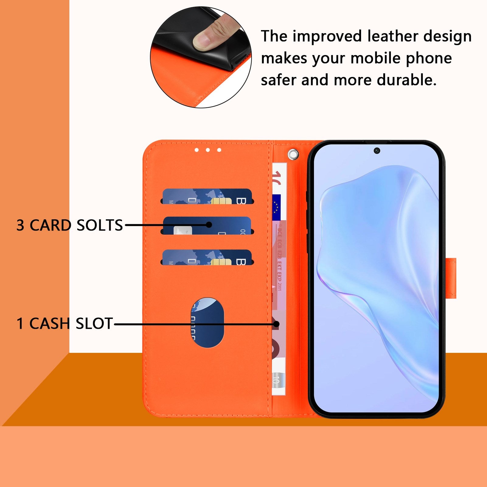Xiaomi Redmi 17C (5G) EIDERWOOD Kunstlæder Flip Cover m. Strop - Orange