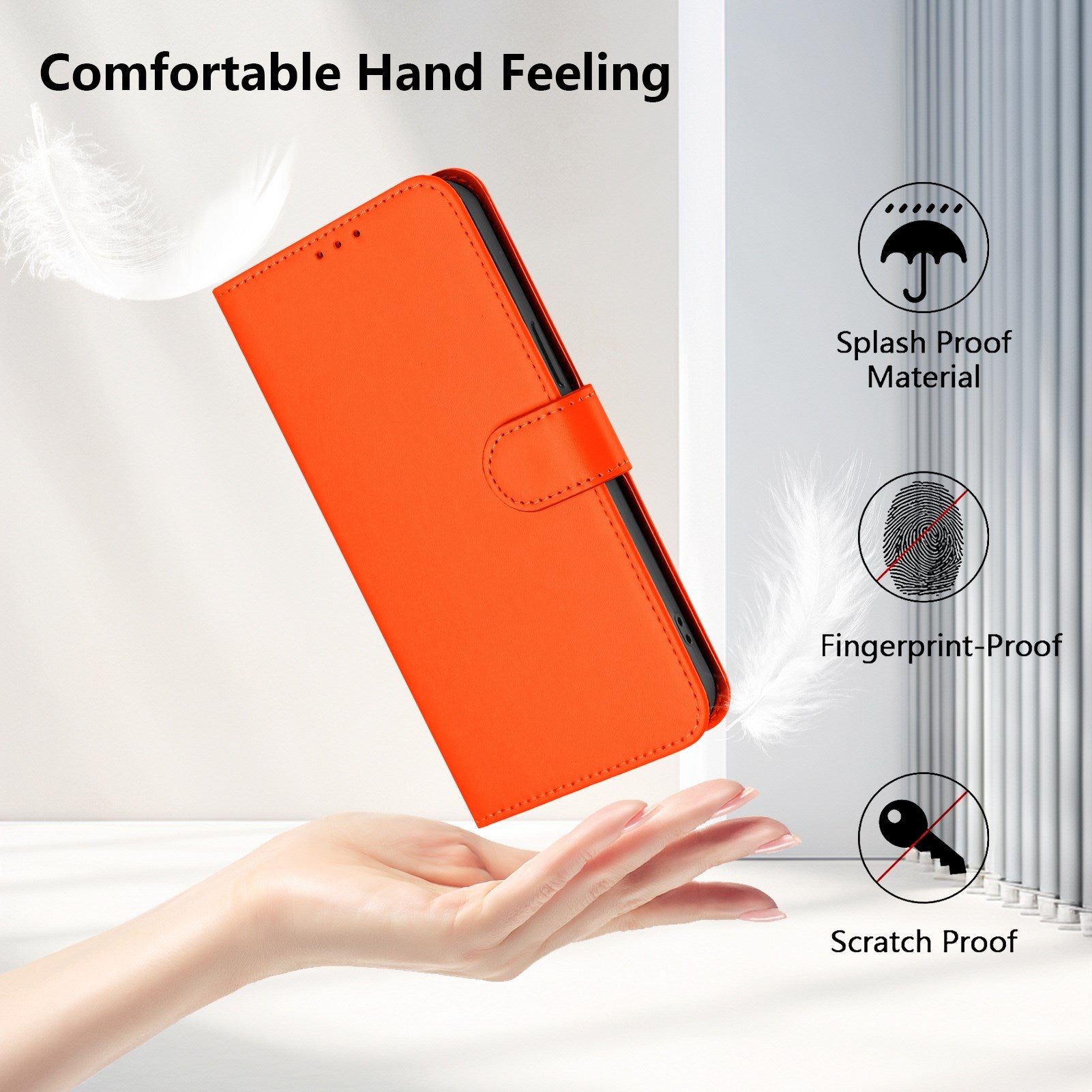 Xiaomi Redmi 17C (5G) EIDERWOOD Kunstlæder Flip Cover m. Strop - Orange