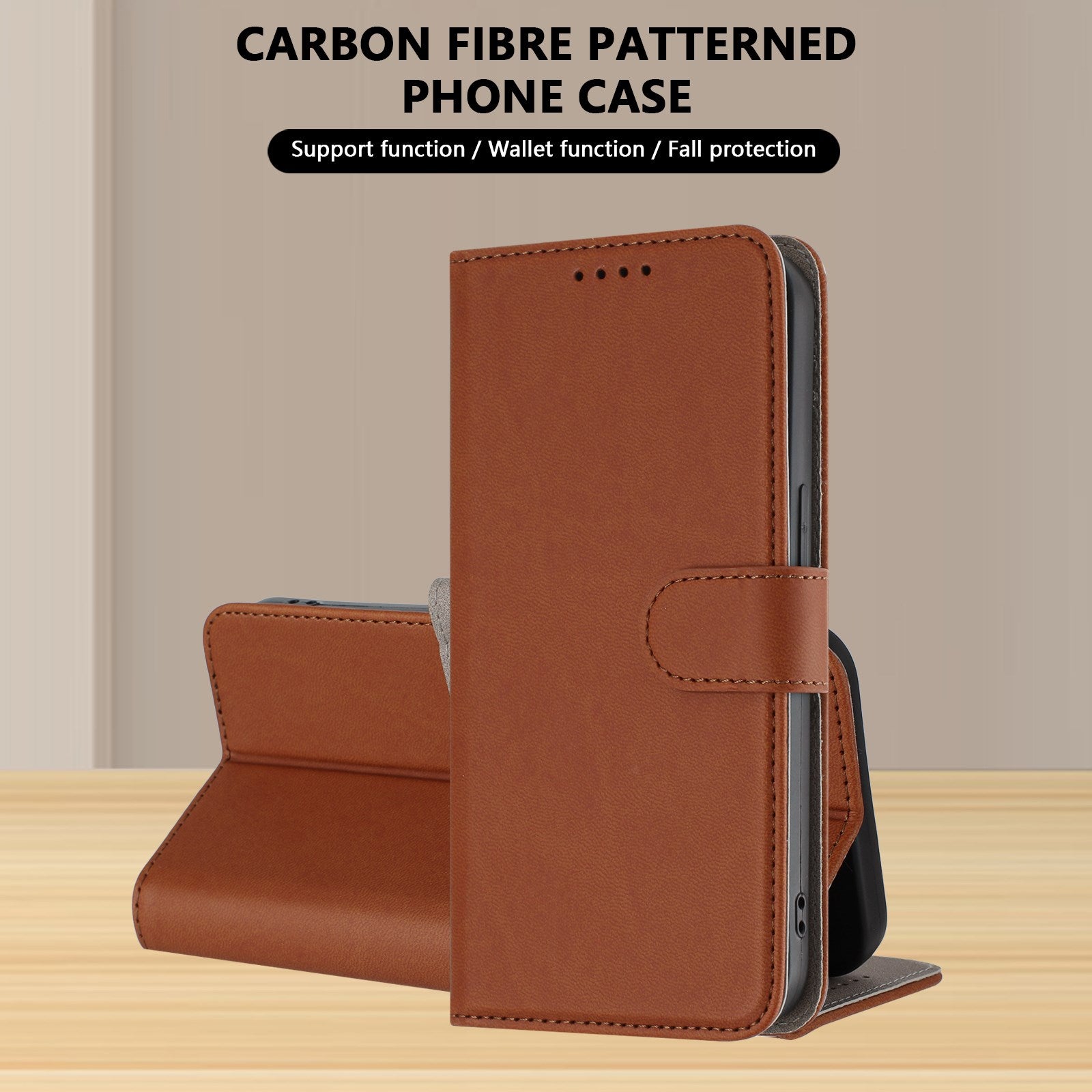 Xiaomi Redmi 17 (5G) / (4G) EIDERWOOD Kunstlæder Flip Cover m. Ståfunktion og Kortholder - Brun
