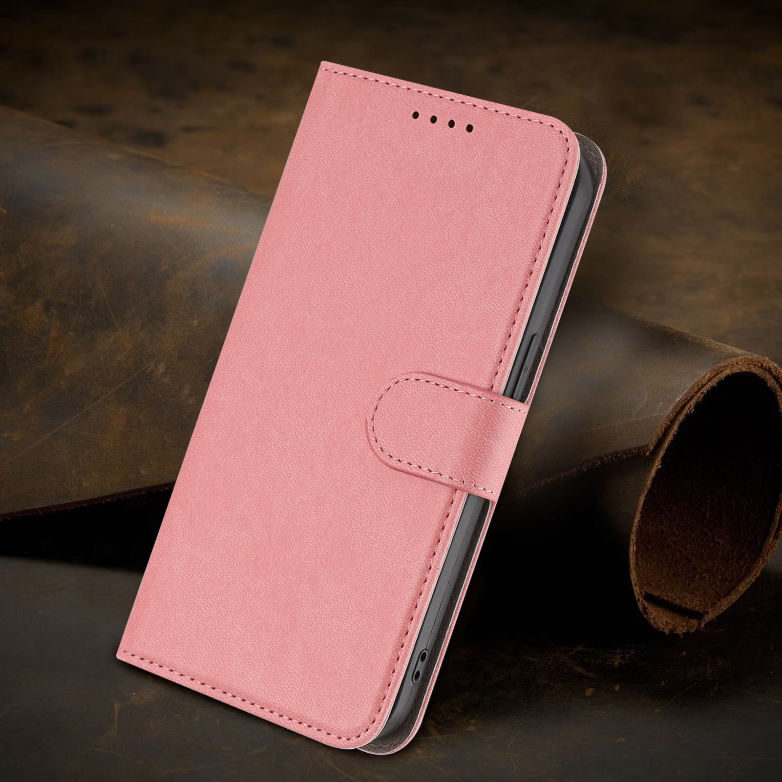 Xiaomi Redmi 17 (5G) / (4G) EIDERWOOD Kunstlæder Flip Cover m. Ståfunktion og Kortholder - Lyserød