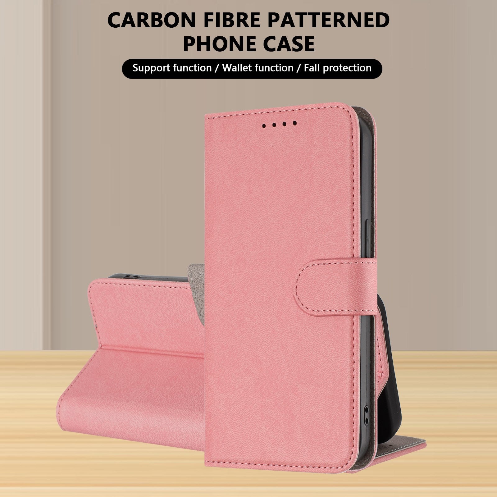 Xiaomi Redmi 17 (5G) / (4G) EIDERWOOD Kunstlæder Flip Cover m. Ståfunktion og Kortholder - Lyserød