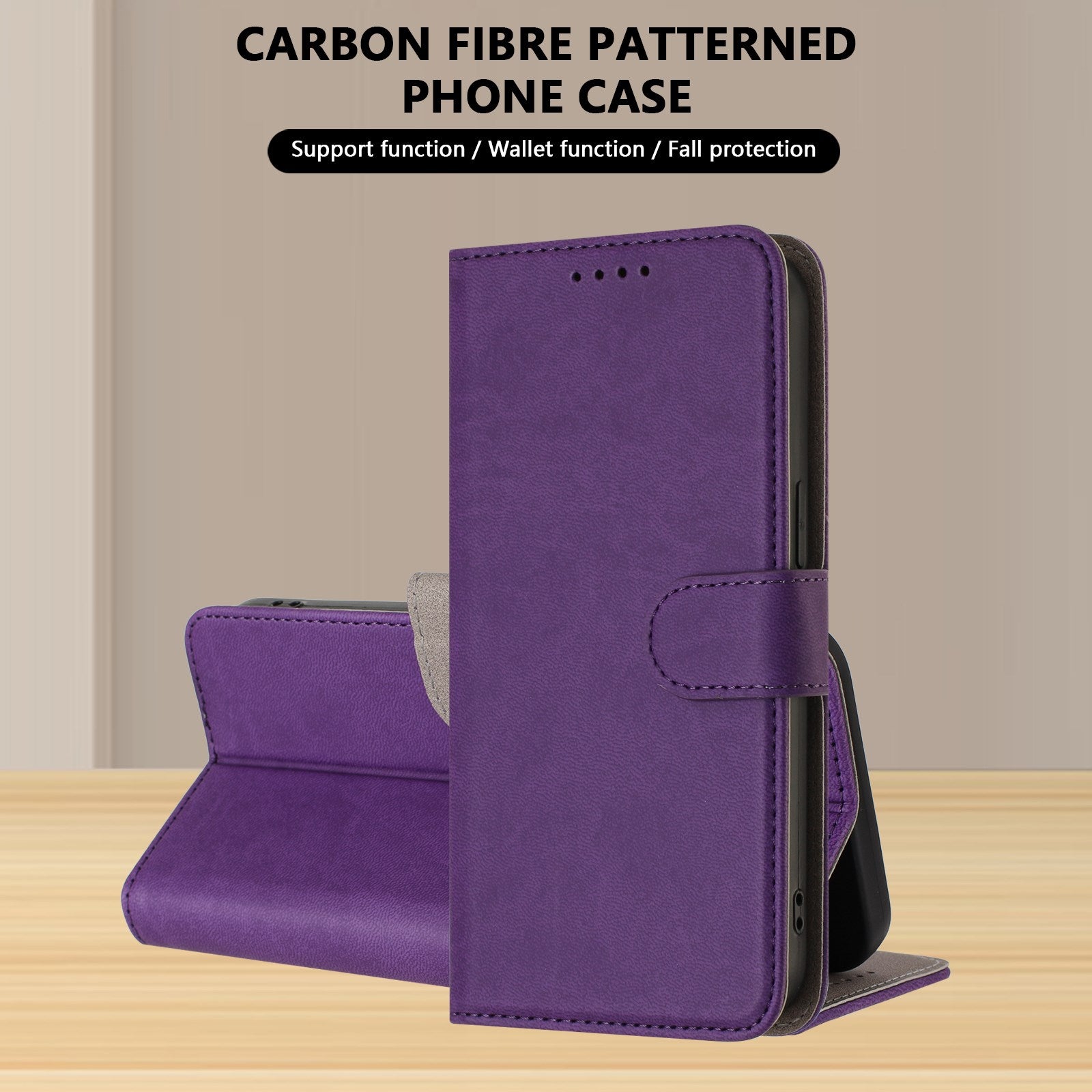 Xiaomi Redmi 17 (5G) / (4G) EIDERWOOD Kunstlæder Flip Cover m. Ståfunktion og Kortholder - Lilla