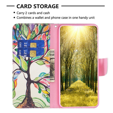 Nokia X30 Læder Cover m. Pung & Print - Farverigt Træ
