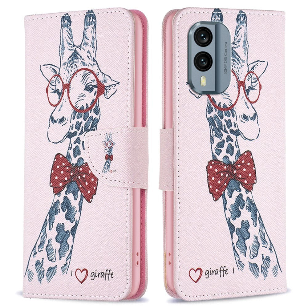 Nokia X30 Læder Cover m. Pung & Print - Giraf