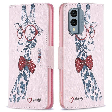 Nokia X30 Læder Cover m. Pung & Print - Giraf