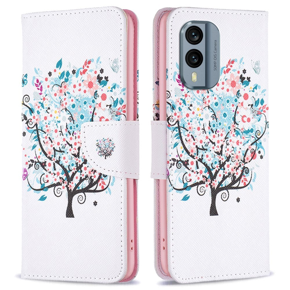 Nokia X30 Læder Cover m. Pung & Print - Træ