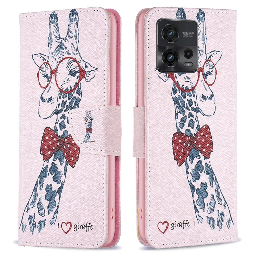 Motorola Moto G72 Læder Cover m. Pung - Giraf
