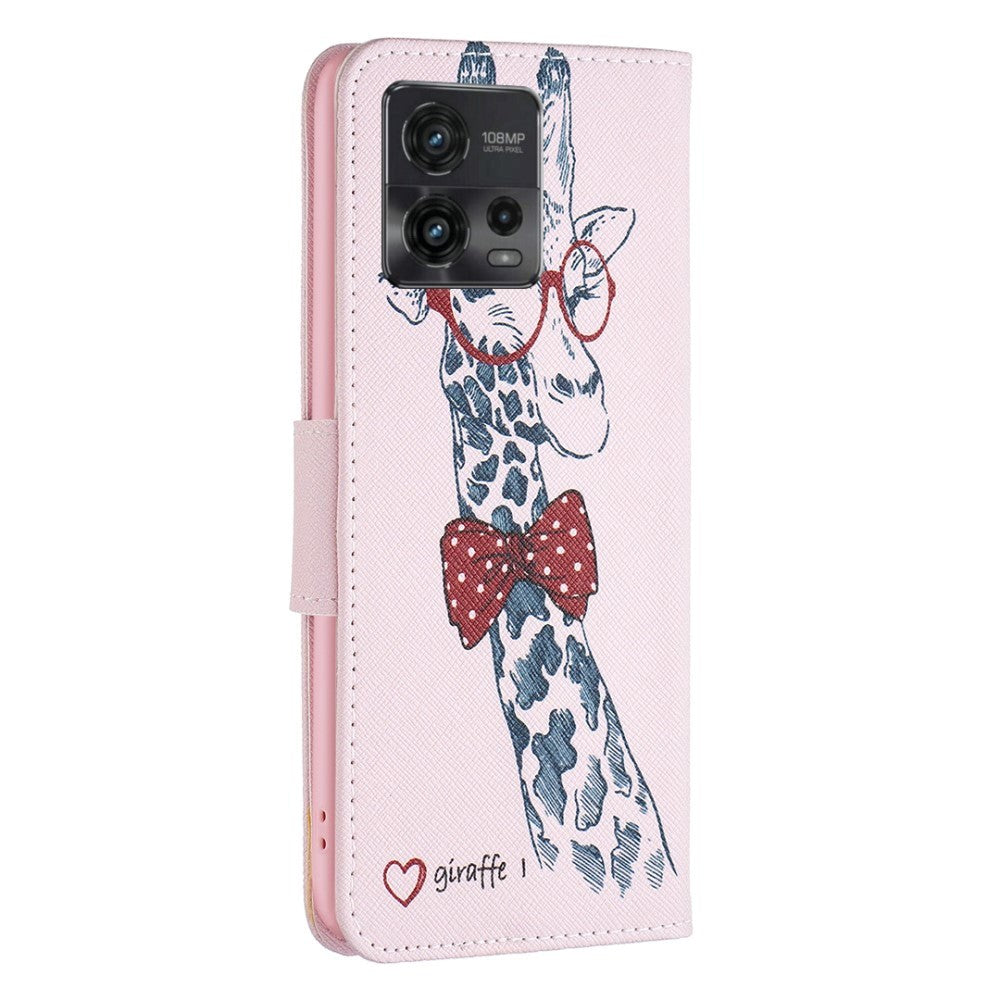 Motorola Moto G72 Læder Cover m. Pung - Giraf