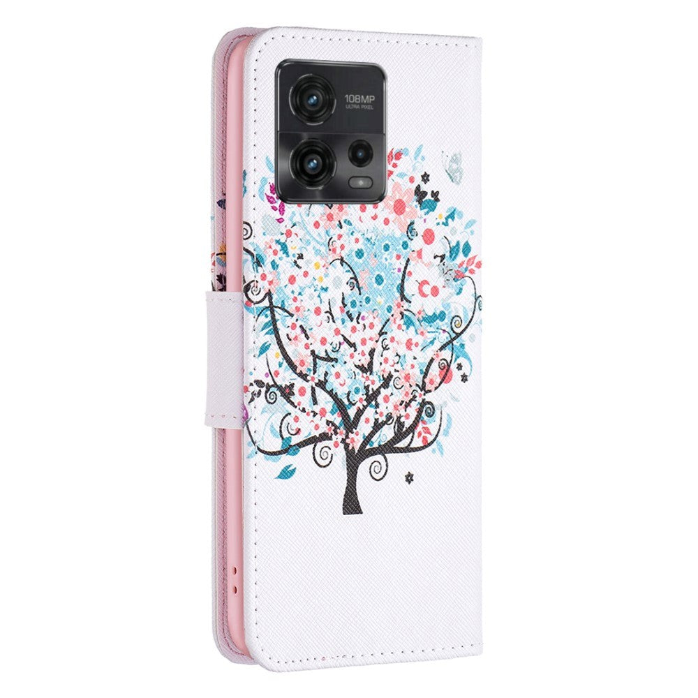 Motorola Moto G72 Læder Cover m. Pung - Blomster Træ