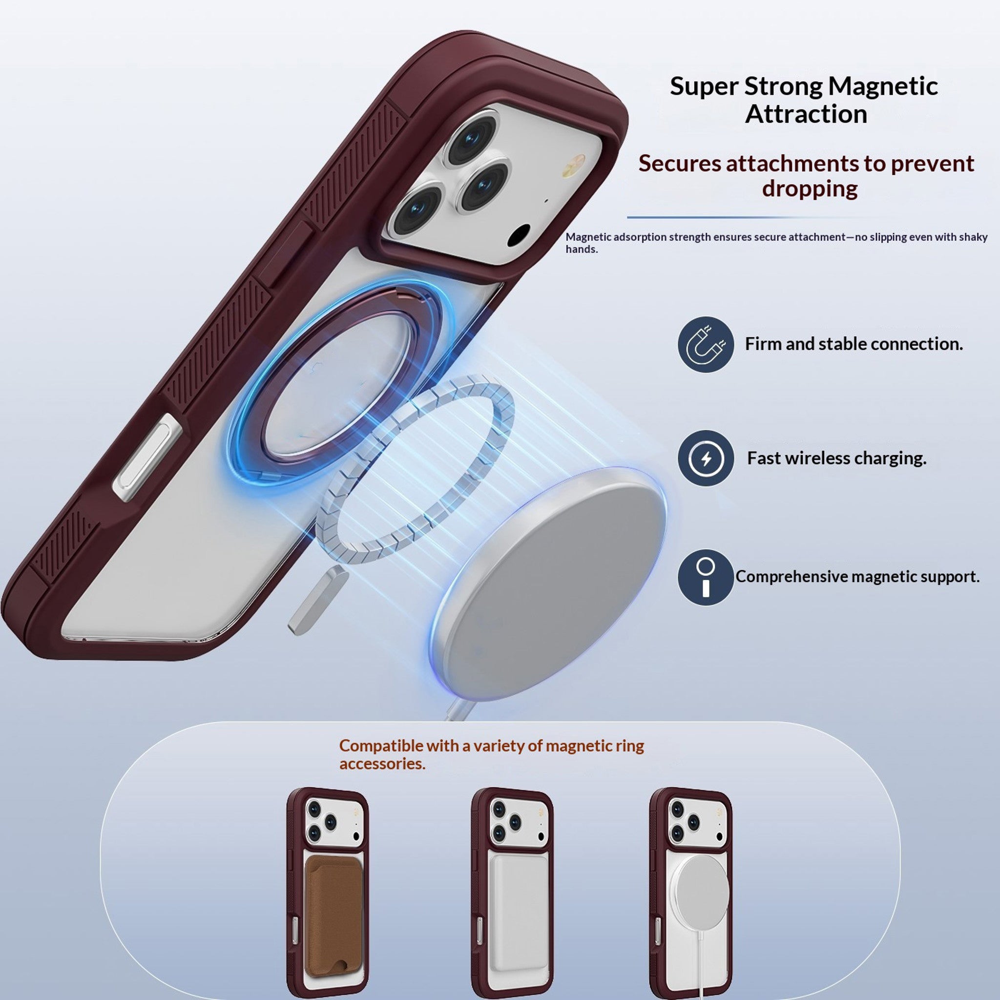 iPhone 18 Pro Max / 17 Pro Max EIDERWOOD Cover m. Skærmbeskyttelse og Ståfunktion - MagSafe Kompatibel - Rød / Gennemsigtig