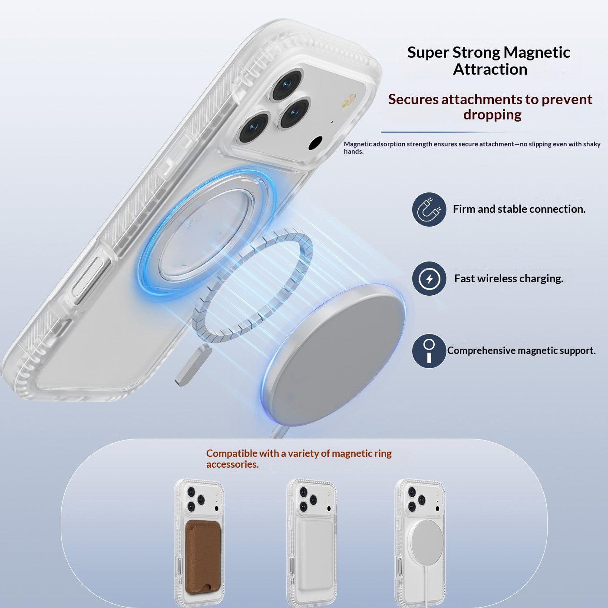 iPhone 18 Pro Max / 17 Pro Max EIDERWOOD Cover m. Skærmbeskyttelse og Ståfunktion - MagSafe Kompatibel - Hvid / Gennemsigtig