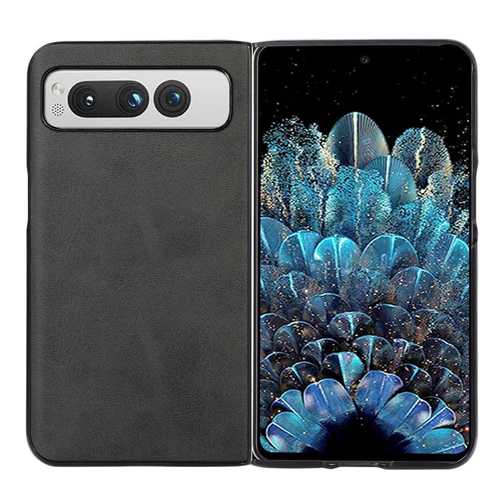 Google Pixel Fold Læderbelagt Plastik Cover - Sort