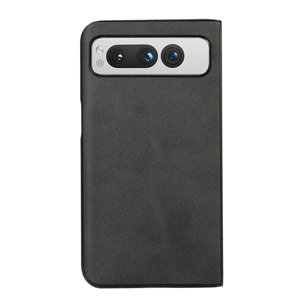 Google Pixel Fold Læderbelagt Plastik Cover - Sort