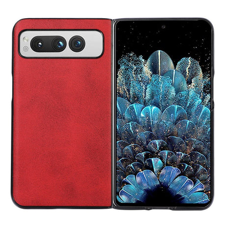 Google Pixel Fold Læderbelagt Plastik Cover - Rød
