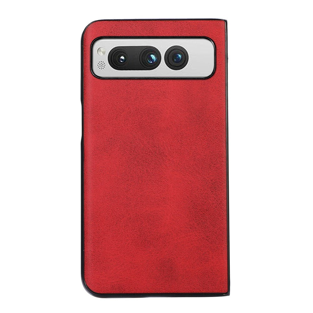 Google Pixel Fold Læderbelagt Plastik Cover - Rød