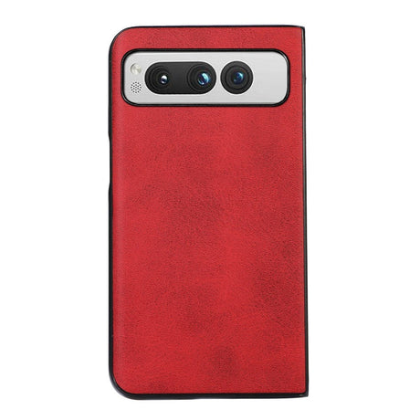 Google Pixel Fold Læderbelagt Plastik Cover - Rød