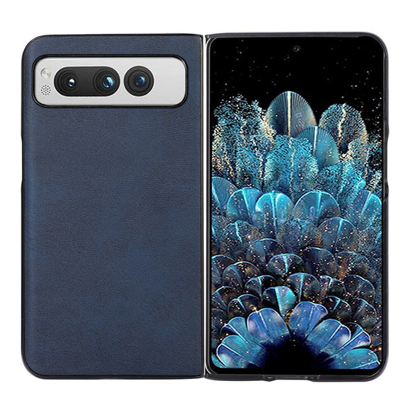 Google Pixel Fold Læderbelagt Plastik Cover - Blå