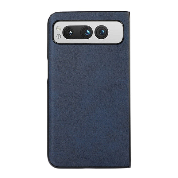 Google Pixel Fold Læderbelagt Plastik Cover - Blå