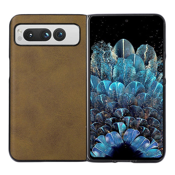 Google Pixel Fold Læderbelagt Plastik Cover - Olivengrøn