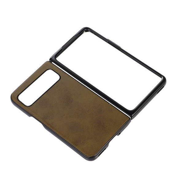 Google Pixel Fold Læderbelagt Plastik Cover - Olivengrøn