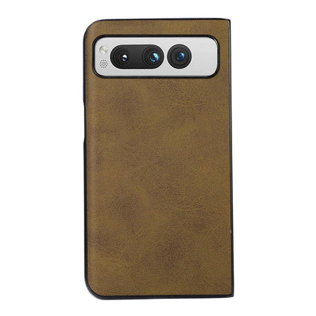 Google Pixel Fold Læderbelagt Plastik Cover - Olivengrøn