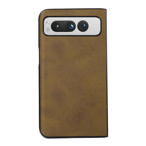 Google Pixel Fold Læderbelagt Plastik Cover - Olivengrøn