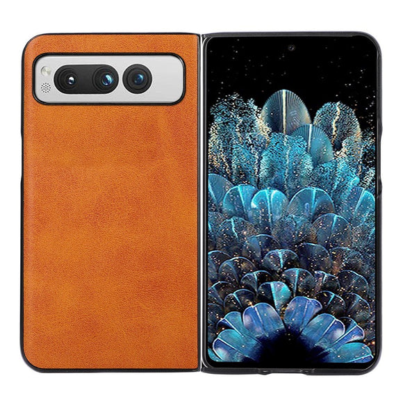 Google Pixel Fold Læderbelagt Plastik Cover - Brun