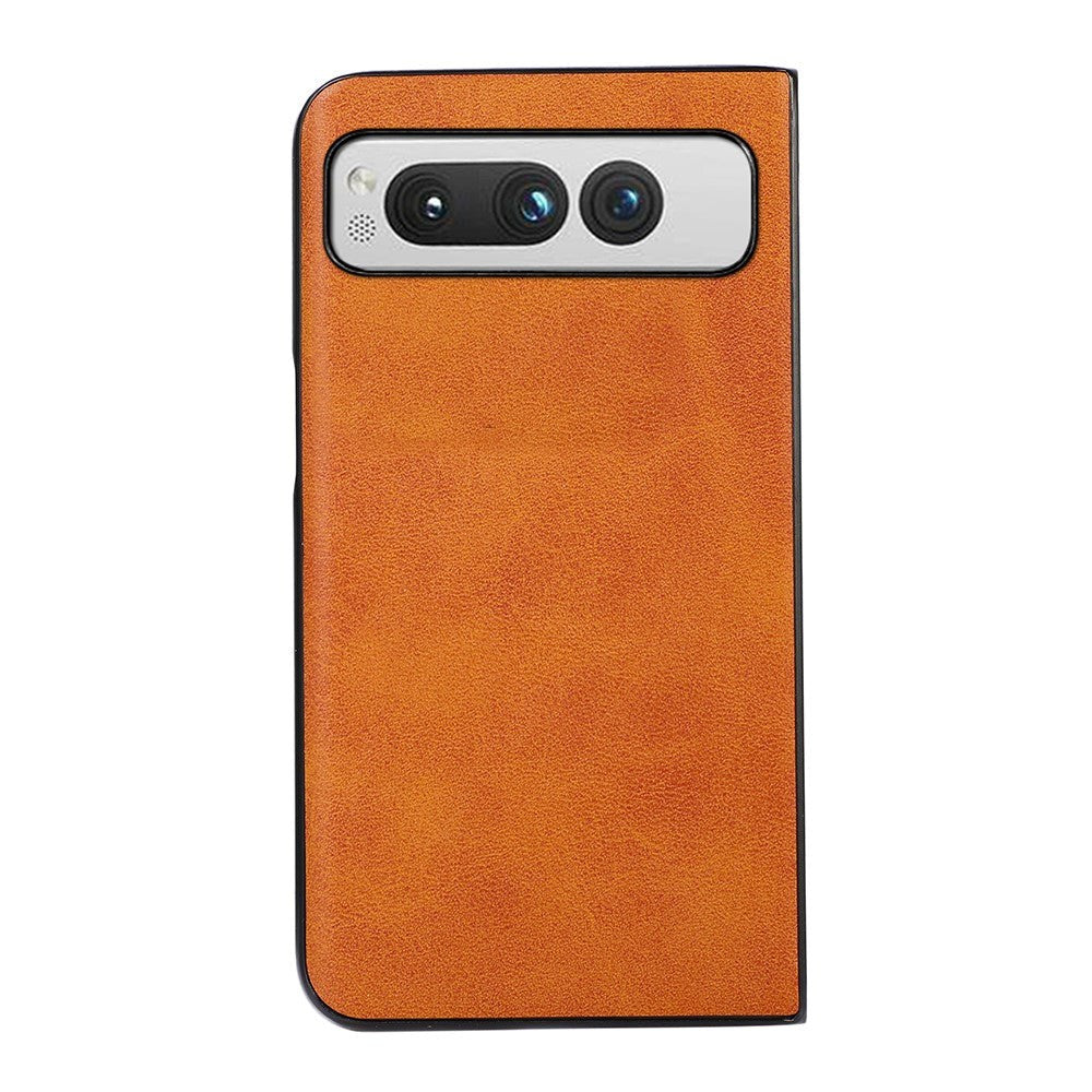 Google Pixel Fold Læderbelagt Plastik Cover - Brun