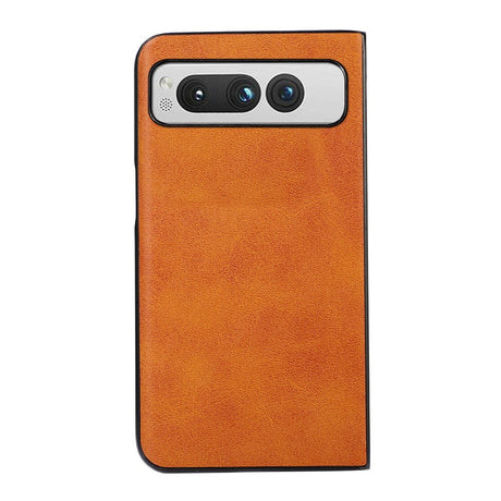 Google Pixel Fold Læderbelagt Plastik Cover - Brun