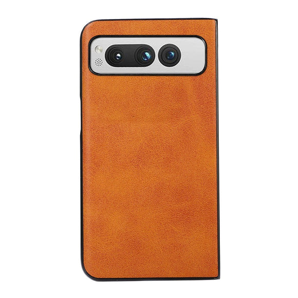 Google Pixel Fold Læderbelagt Plastik Cover - Brun