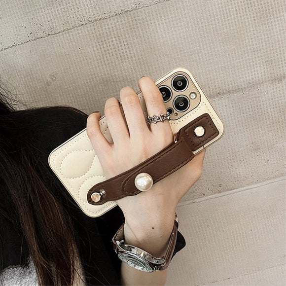 iPhone 12 Pro Læder Cover m. Strop - Beige