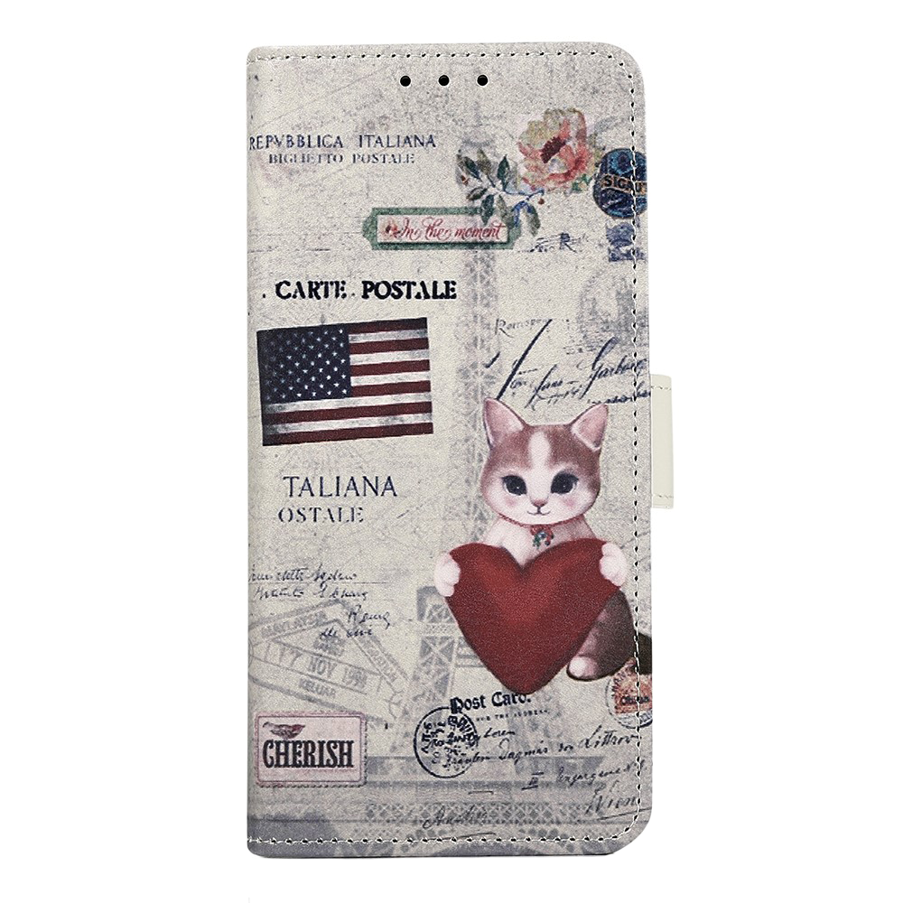 Motorola Edge 40 Pro Læder Cover m. Pung - Kat m. Hjerte