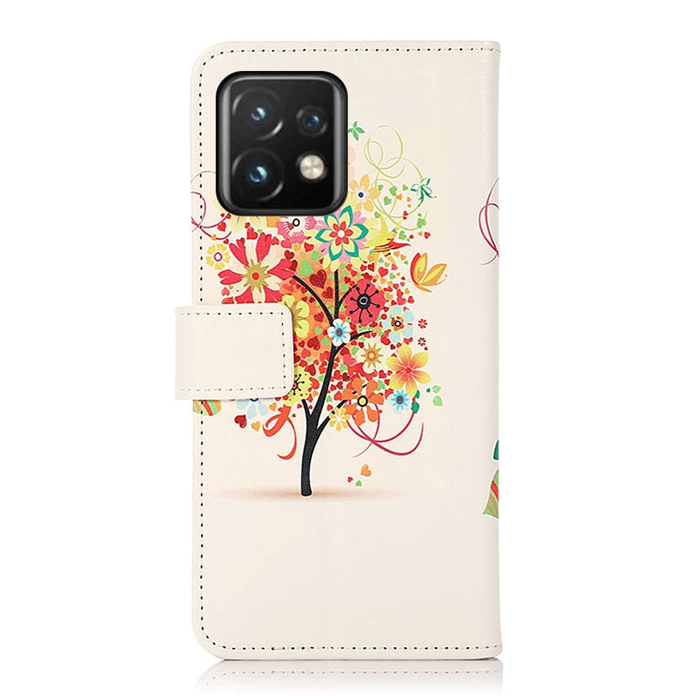 Motorola Edge 40 Pro Læder Cover m. Pung - Rødt Træ