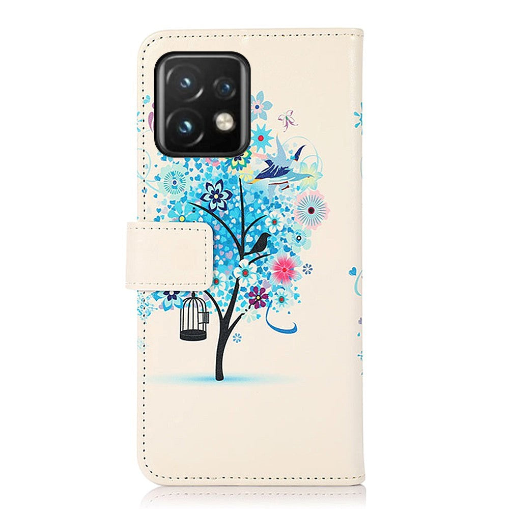 Motorola Edge 40 Pro Læder Cover m. Pung - Blåt Træ